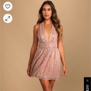 Ailey blush pink sequin skater dress
